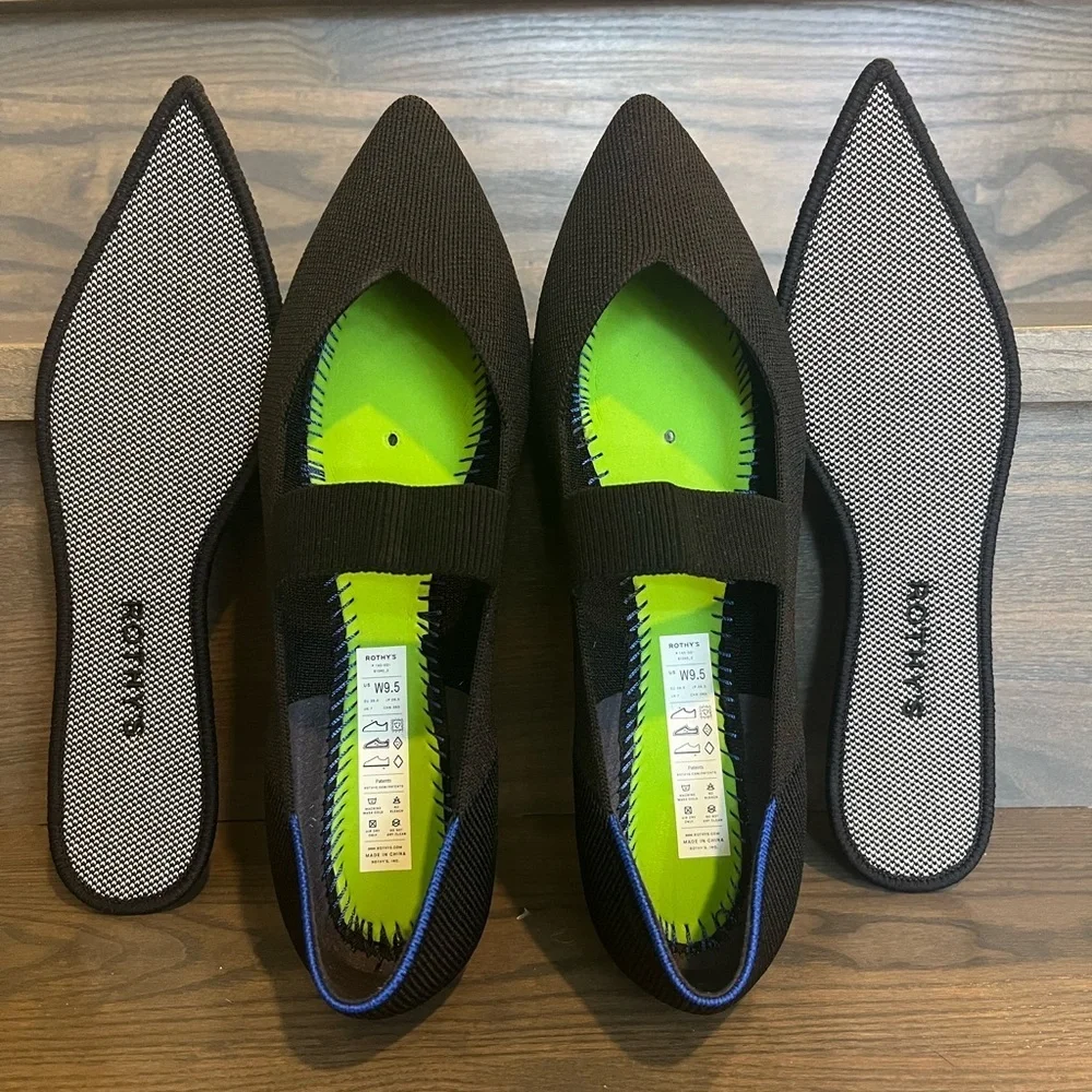 NWB Rothy’s The Point Mary Jane in Black 9.5